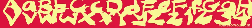 フォントNightmareInk – 黄色の文字、赤い背景