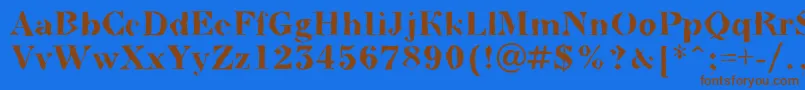 フォントABodoninovabrkBold – 茶色の文字が青い背景にあります。