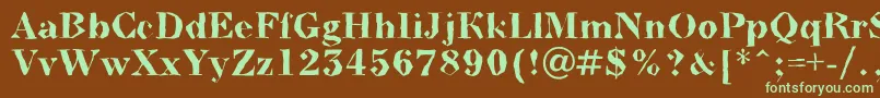 フォントABodoninovabrkBold – 緑色の文字が茶色の背景にあります。