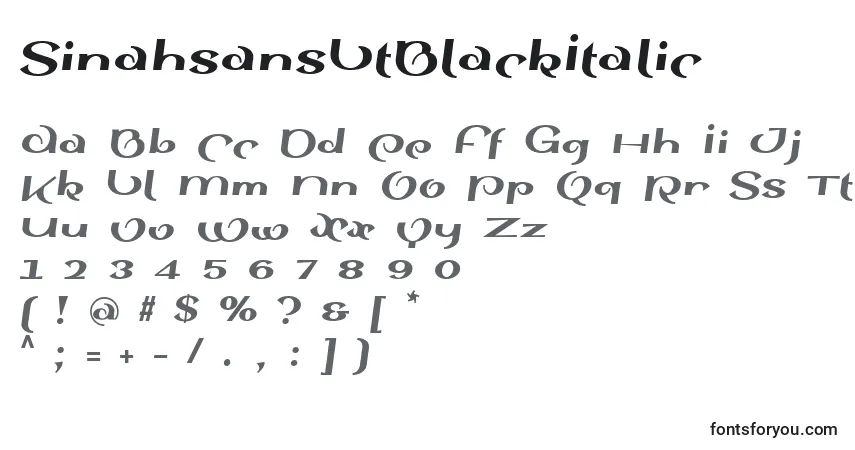 Fuente SinahsansLtBlackItalic - alfabeto, números, caracteres especiales