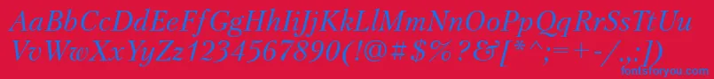 PetersburgosttItalic Font – Blue Fonts on Red Background