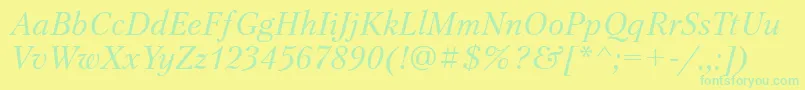 PetersburgosttItalic Font – Green Fonts on Yellow Background