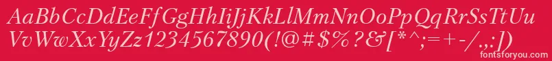 PetersburgosttItalic Font – Pink Fonts on Red Background