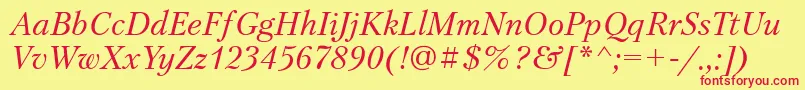 PetersburgosttItalic Font – Red Fonts on Yellow Background