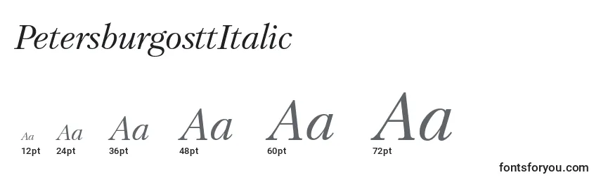 Размеры шрифта PetersburgosttItalic
