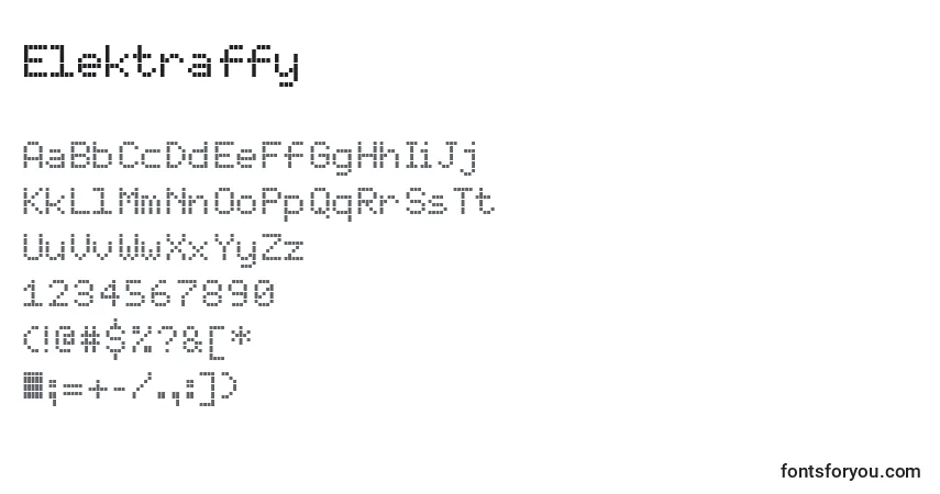 Czcionka Elektra ffy – alfabet, cyfry, specjalne znaki