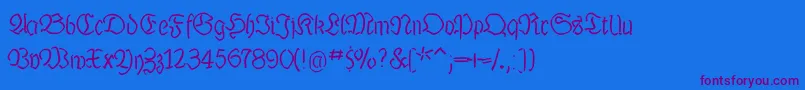 Luthermousedrawn Font – Purple Fonts on Blue Background