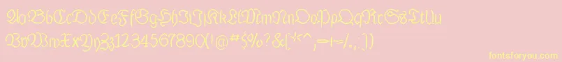 Luthermousedrawn-Schriftart – Gelbe Schriften auf rosa Hintergrund