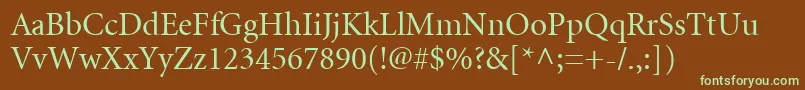 MinionCyrillicRegular-fontti – vihreät fontit ruskealla taustalla