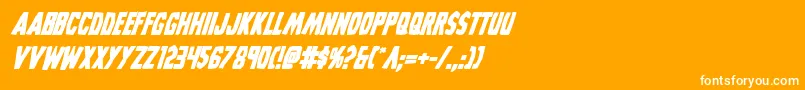 Grimghostbolditalic-Schriftart – Weiße Schriften auf orangefarbenem Hintergrund