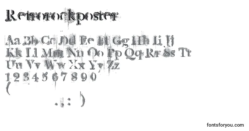Police Retrorockposter - Alphabet, Chiffres, Caractères Spéciaux
