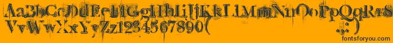 Retrorockposter-Schriftart – Schwarze Schriften auf orangefarbenem Hintergrund
