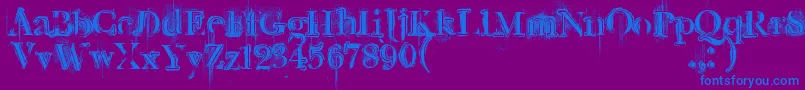 Retrorockposter Font – Blue Fonts on Purple Background