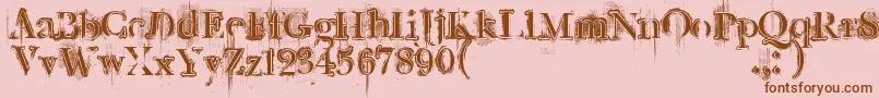 Retrorockposter-Schriftart – Braune Schriften auf rosa Hintergrund