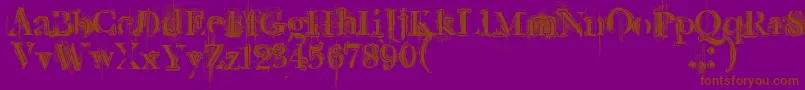 Lisätietoja Retrorockposter-fontista Retrorockposter-fontti – ruskeat fontit violetilla taustalla