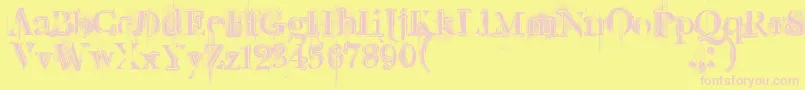 Retrorockposter Font – Pink Fonts on Yellow Background