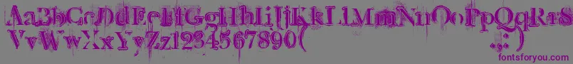 Retrorockposter-fontti – violetit fontit harmaalla taustalla
