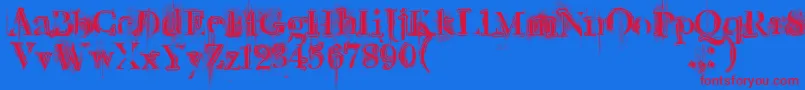 Retrorockposter Font – Red Fonts on Blue Background