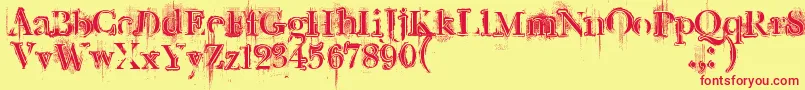 Retrorockposter Font – Red Fonts on Yellow Background