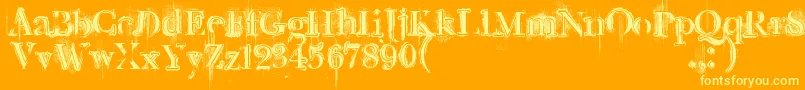 Retrorockposter Font – Yellow Fonts on Orange Background