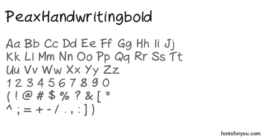 Шрифт PeaxHandwritingbold – алфавит, цифры, специальные символы