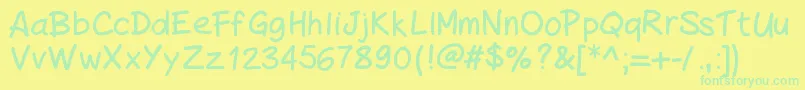 PeaxHandwritingbold Font – Green Fonts on Yellow Background