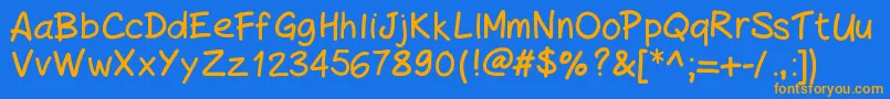 PeaxHandwritingbold Font – Orange Fonts on Blue Background