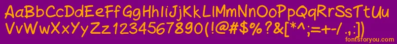 Fonte PeaxHandwritingbold – fontes laranjas em um fundo violeta
