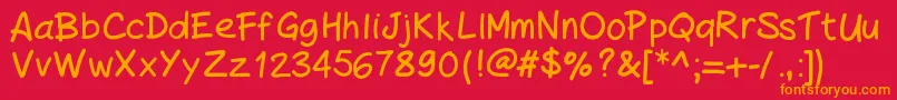 Czcionka PeaxHandwritingbold – pomarańczowe czcionki na czerwonym tle