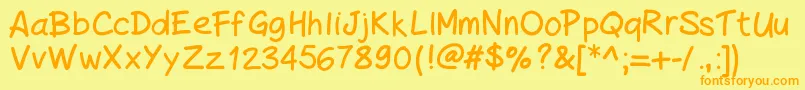 Fonte PeaxHandwritingbold – fontes laranjas em um fundo amarelo