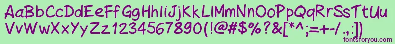 PeaxHandwritingbold Font – Purple Fonts on Green Background