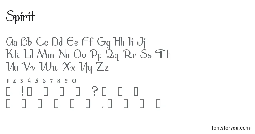 Czcionka Spirit – alfabet, cyfry, specjalne znaki