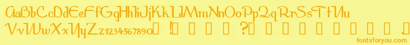 フォントSpirit – オレンジの文字が黄色の背景にあります。
