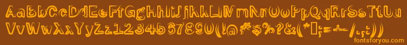 Smoke Screen-Schriftart – Orangefarbene Schriften auf braunem Hintergrund