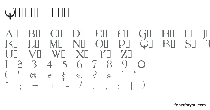 A fonte Quake ffy – alfabeto, números, caracteres especiais