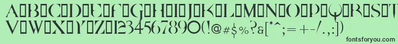 フォントQuake ffy – 緑の背景に黒い文字