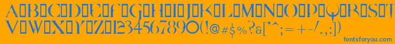 フォントQuake ffy – オレンジの背景に青い文字