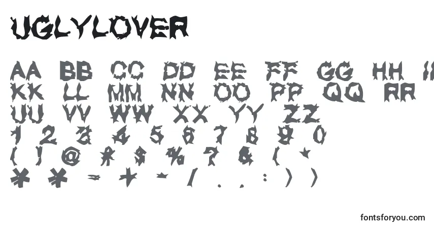 Czcionka UglyLover – alfabet, cyfry, specjalne znaki