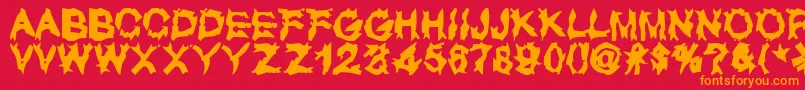 フォントUglyLover – 赤い背景にオレンジの文字