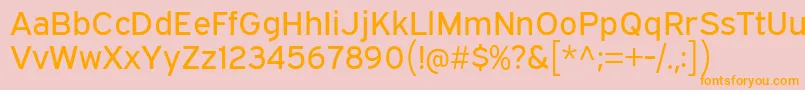 フォントExpresswayRg – オレンジの文字がピンクの背景にあります。