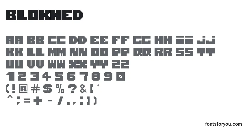 Blokhed-fontti – aakkoset, numerot, erikoismerkit