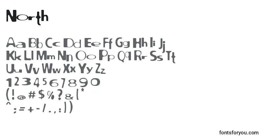 A fonte North – alfabeto, números, caracteres especiais