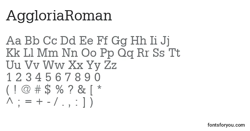 AggloriaRoman Font – alphabet, numbers, special characters