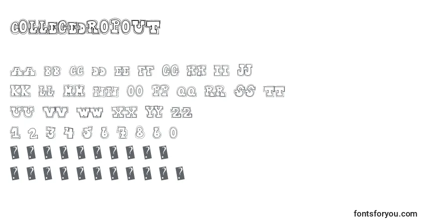 Schriftart Collegedropout – Alphabet, Zahlen, spezielle Symbole