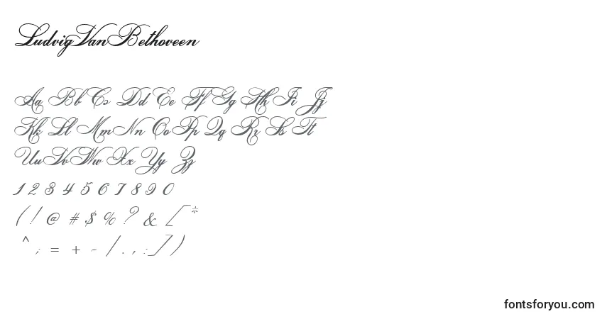 Schriftart LudvigVanBethoveen – Alphabet, Zahlen, spezielle Symbole