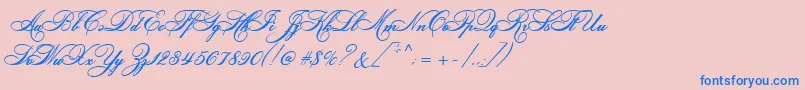 LudvigVanBethoveen-Schriftart – Blaue Schriften auf rosa Hintergrund