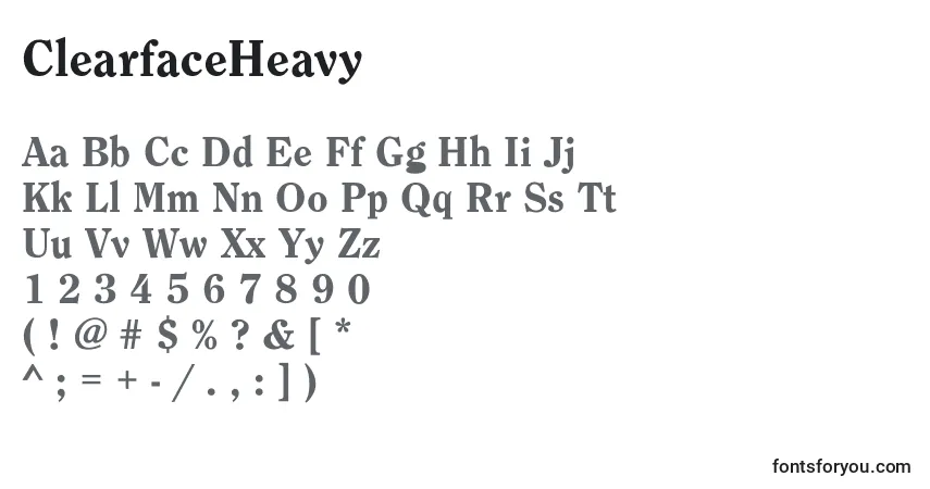 Шрифт ClearfaceHeavy – алфавит, цифры, специальные символы