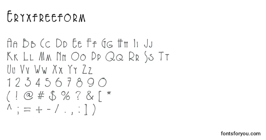 A fonte Eryxfreeform – alfabeto, números, caracteres especiais