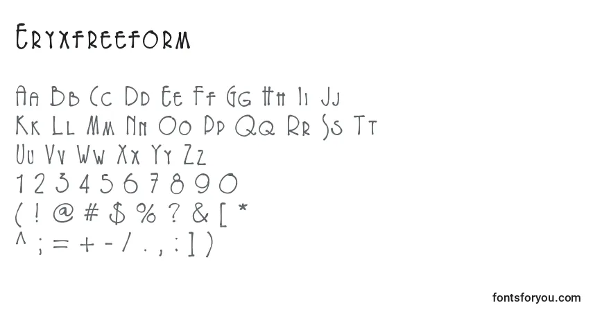 Eryxfreeformフォント–アルファベット、数字、特殊文字