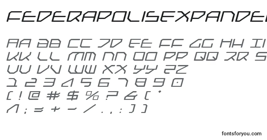 FederapolisExpandedItalic font – alphabet, numbers, special characters